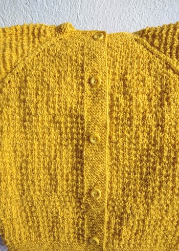 Sarı Örgü Kız Çocuk Kolsuz Hırka - Görsel 4