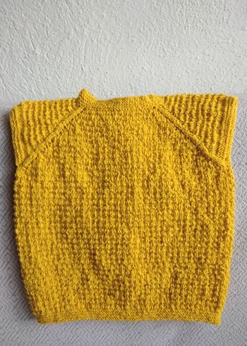 Sarı Örgü Kız Çocuk Kolsuz Hırka - Görsel 3