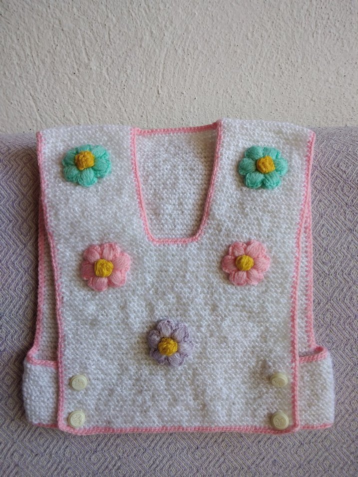 Nakışlı Bohem Kız Çocuk Kolsuz Triko - Görsel 2