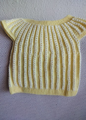 Kız Çocuk Sarı Örme Kolsuz Hırka - Görsel 6