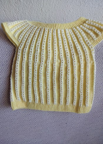 Kız Çocuk Sarı Örme Kolsuz Hırka - Görsel 3