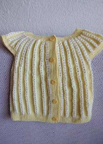 Kız Çocuk Sarı Örme Kolsuz Hırka - Görsel 2