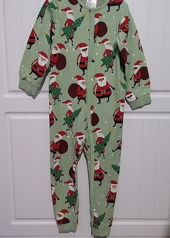H&M Renkli Desenli Uzun Kollu noel baba Bebek Tulum