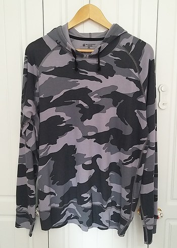 Gri Kamuflaj Desenli Kapüşonlu Sweatshirt - Görsel 4