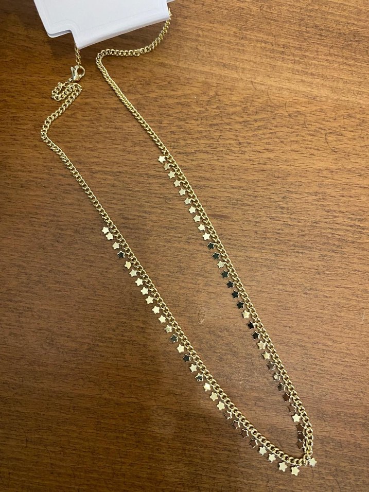 Uzun Altın Zincir Detaylı Kadın Kolye - Görsel 4