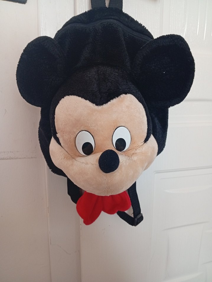 Renkli Siyah Mickey Mouse Peluş Sırt Çantası - Görsel 2