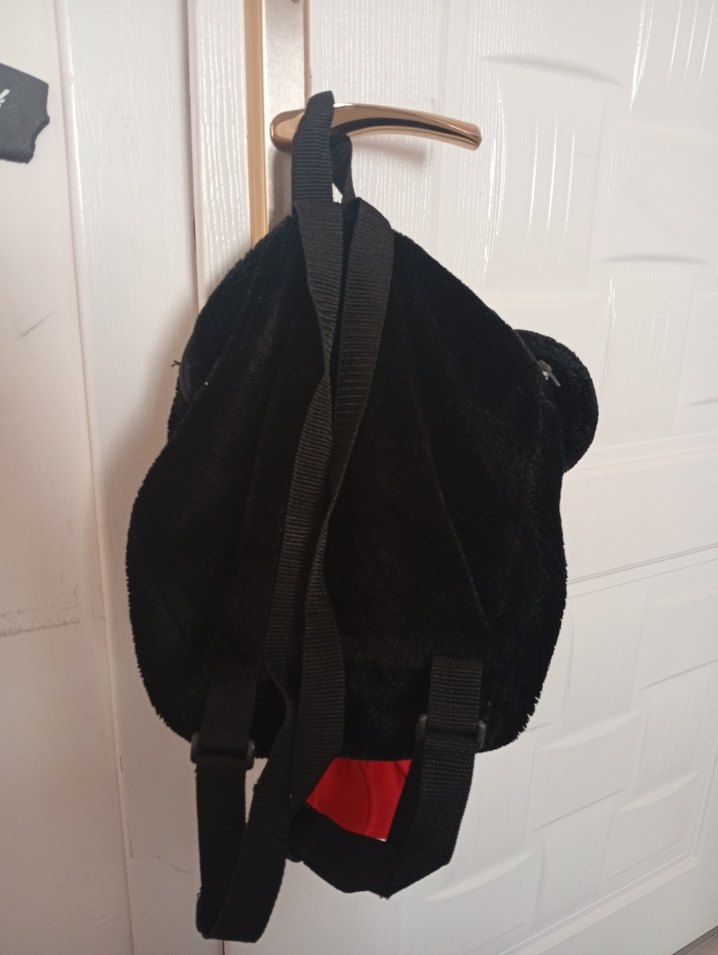 Renkli Siyah Mickey Mouse Peluş Sırt Çantası - Görsel 3