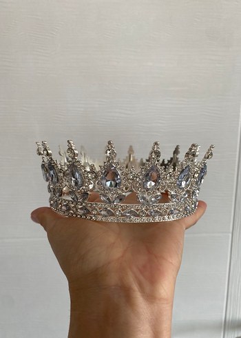 Parlak Gri Taşlı prenses tacı - Görsel 6