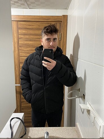 İçi Polarlı Su ve Rüzgar Geçirmez Şişme Mont L Beden