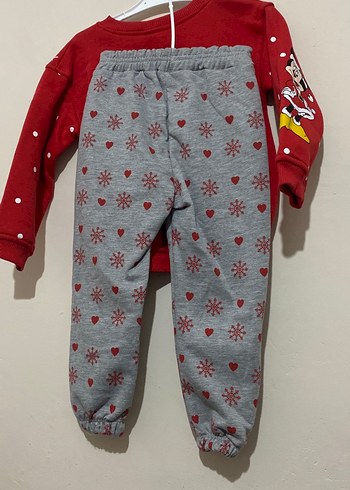 Kız Çocuk Kırmızı Baskılı Sweatshirt takım - Görsel 2