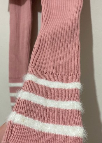 Pembe Örgü Bebek Kız Takımı Uzun Kollu - Görsel 2