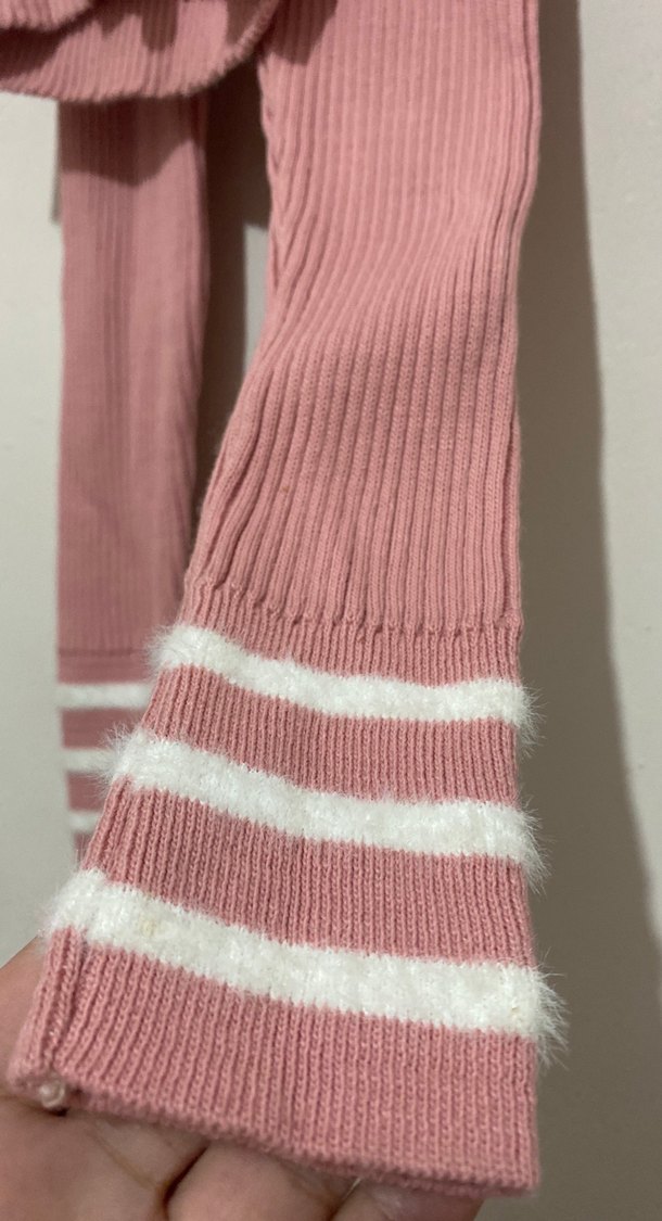 Pembe Örgü Bebek Kız Takımı Uzun Kollu - Görsel 2