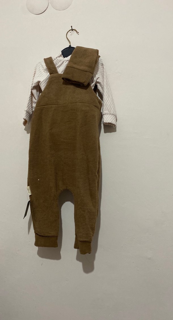 Erkek Çocuk Triko Kahverengi Salopet - Görsel 2