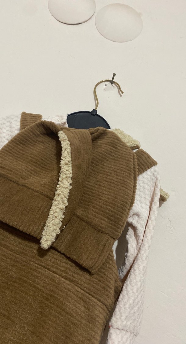 Erkek Çocuk Triko Kahverengi Salopet - Görsel 3