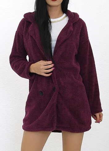 Mürdüm peluş mont 