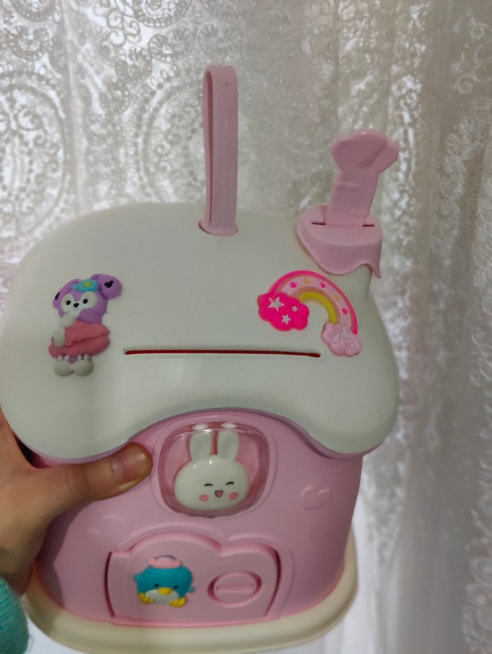 Pastel Pembe Ev Şeklinde Oyuncak Kumbara - Görsel 3