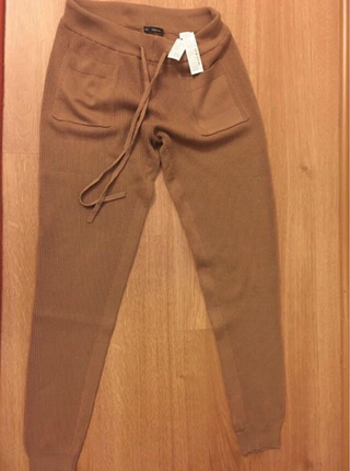 Zara orjinal S beden camel renk bileği lastikli triko pantolon