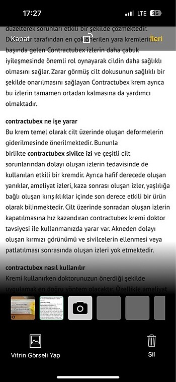Diğer Contractubex orijinal iz kremi çok az kullanıldı. 120 gr Son kul