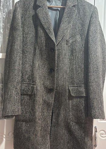 Diğer Gri Melanj Herringbone Kaban