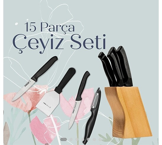 15 parça çeyizlik bıçak seti