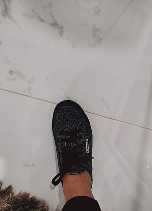 Superga siyah leopar desenli ayakkabı