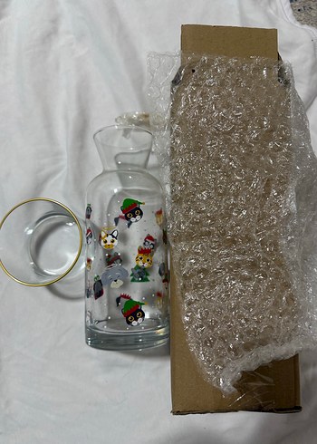 Sıfır Renkli Desenli Baş Ucu Cam Sürahi - Görsel 2