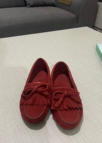 Diğer Kiremit rengi Süet Püsküllü Kadın Loafer