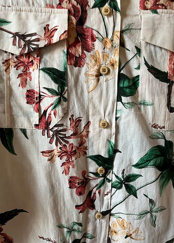 Çiçek Desenli Pamuklu Bohem Kadın Gömlek - Görsel 2