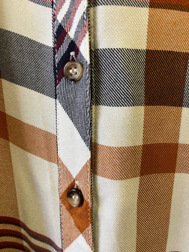 Kadın Bej Ekose Pamuklu Uzun Kollu Gömlek - Görsel 2