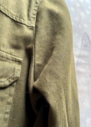 Düğmeli haki  Midi Kadın Ceket - Görsel 9