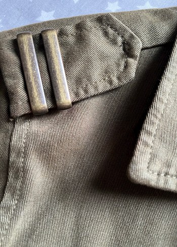 Düğmeli haki  Midi Kadın Ceket - Görsel 6