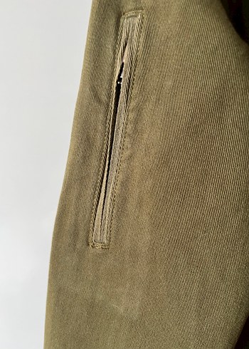 Düğmeli haki  Midi Kadın Ceket - Görsel 4