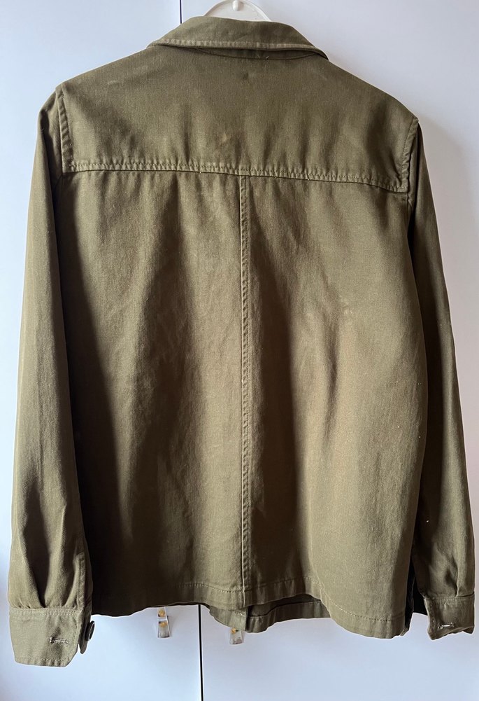 Düğmeli haki  Midi Kadın Ceket - Görsel 3