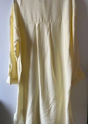 Kadın açık sarı Uzun krep Gömlek - Görsel 7