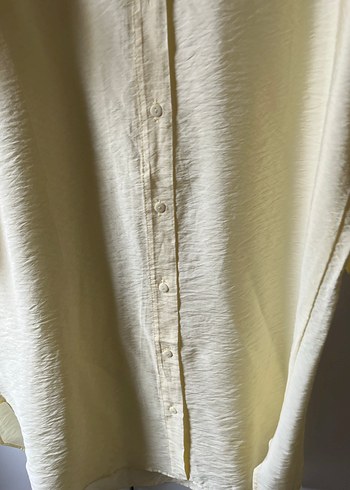 Kadın açık sarı Uzun krep Gömlek - Görsel 6
