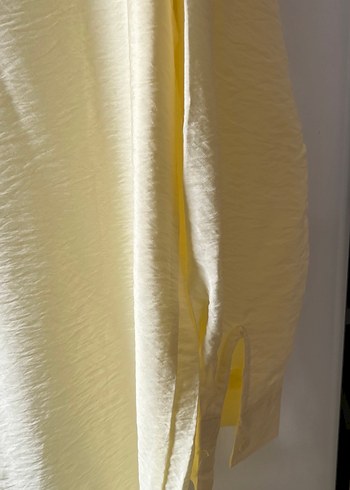 Kadın açık sarı Uzun krep Gömlek - Görsel 4