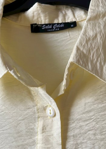 Kadın açık sarı Uzun krep Gömlek - Görsel 8