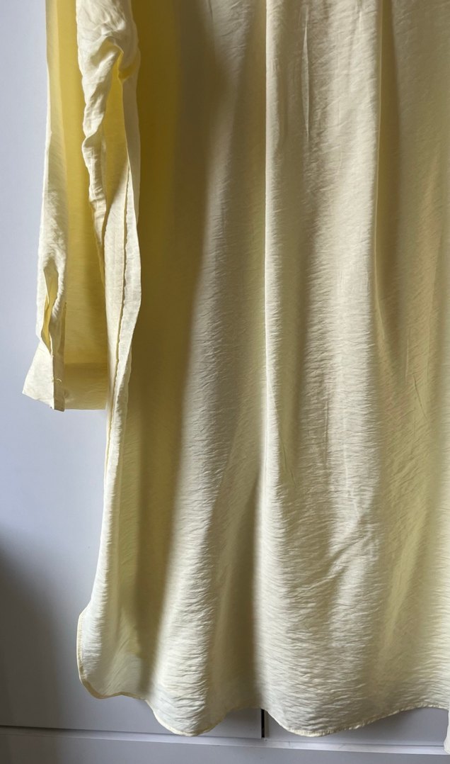 Kadın açık sarı Uzun krep Gömlek - Görsel 3