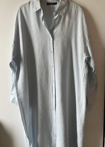 Uzun Kollu bebe mavi Kadın Gömlek - Görsel 7