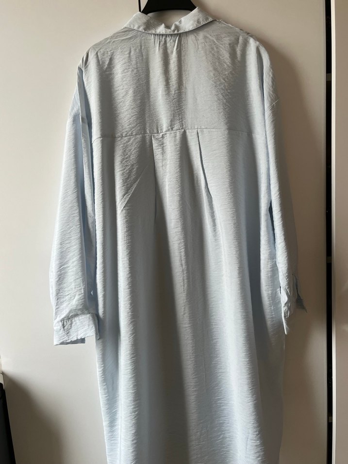 Uzun Kollu bebe mavi Kadın Gömlek - Görsel 5