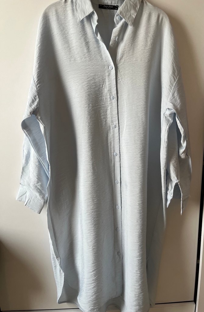 Uzun Kollu bebe mavi Kadın Gömlek - Görsel 2