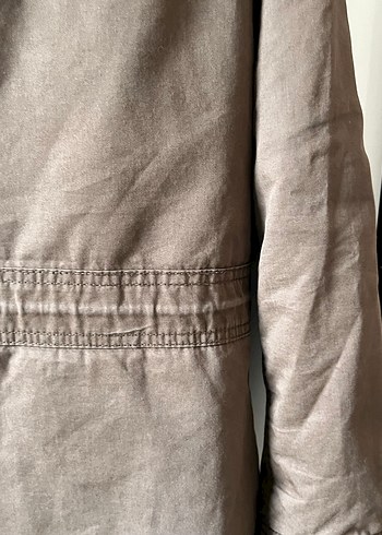 Kürklü Kapüşonlu haki Kadın Mont - Görsel 7