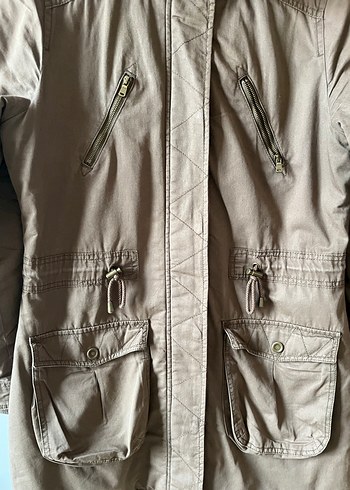 Kürklü Kapüşonlu haki Kadın Mont - Görsel 2