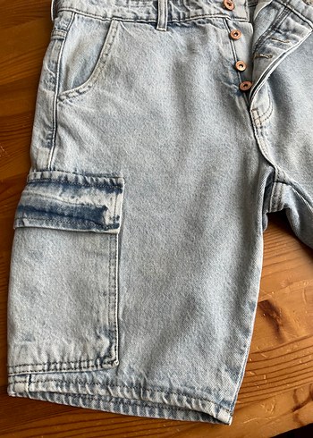 Düğmeli erkek Kot Şort - Görsel 5