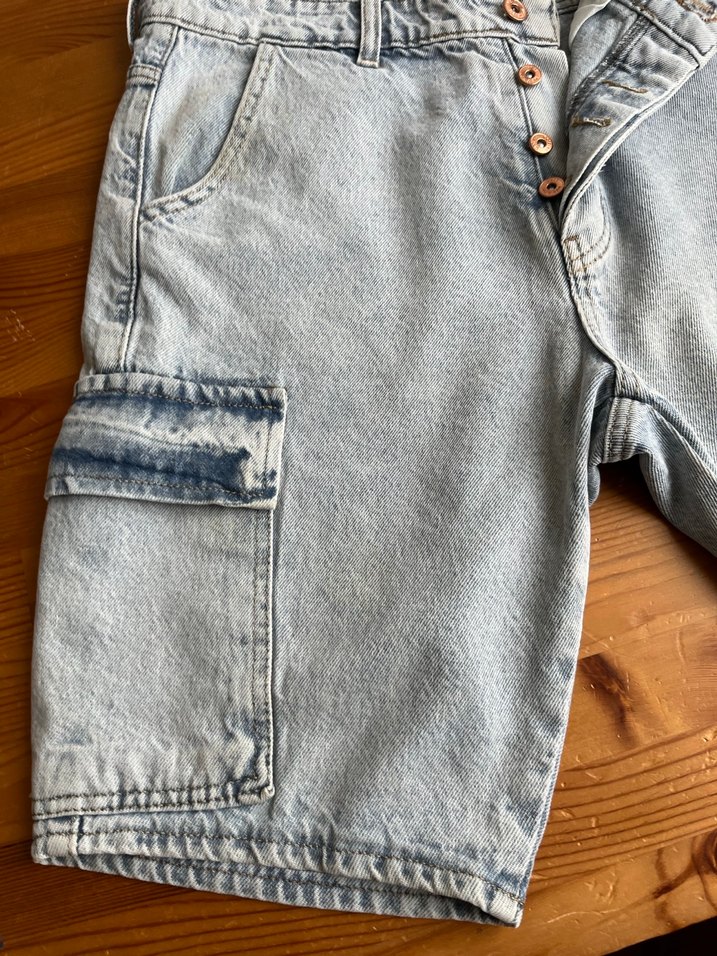 Düğmeli erkek Kot Şort - Görsel 5