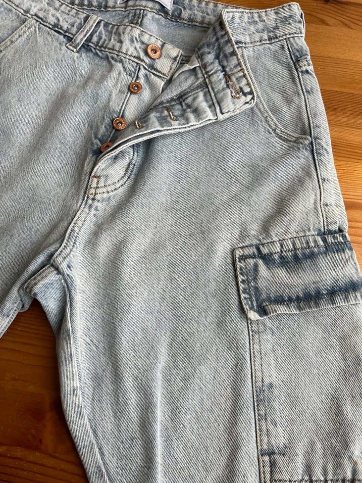 Düğmeli erkek Kot Şort - Görsel 4