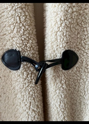 Düğmeli Bej Midi  peluş Kadın Kaban - Görsel 3