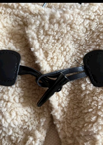 Düğmeli Bej Midi  peluş Kadın Kaban - Görsel 5