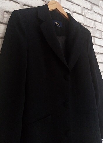 40 Beden siyah Renk Midi Boy Siyah Blazer / Ceket