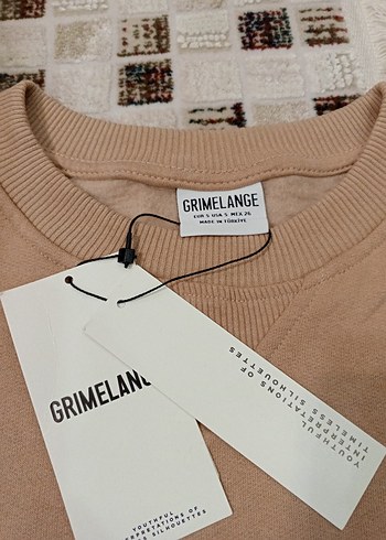 grimlange  Bej Kadın Oversize Sweatshirt - Görsel 7